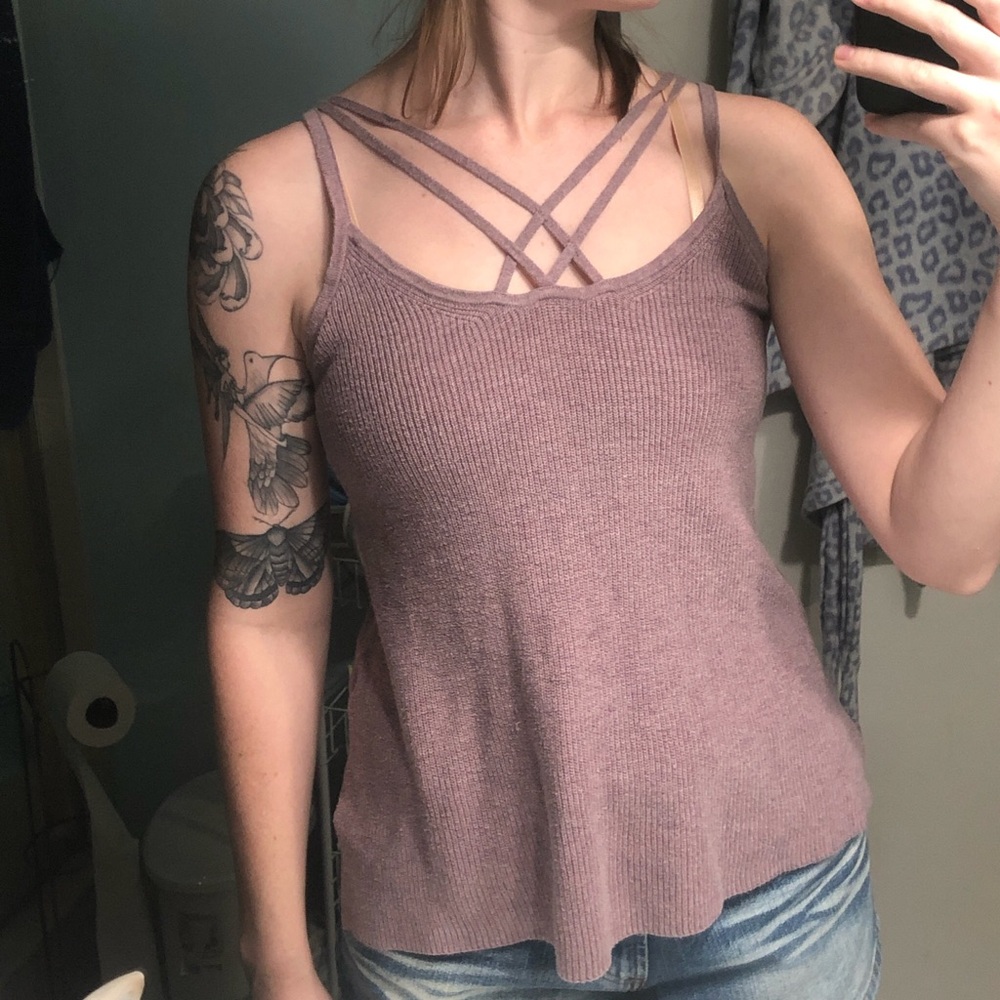 Purple ribbed tank top